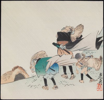 Resenärer i en storm av Shibata Zeshin