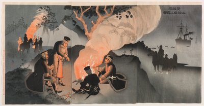 Bivack efter landningen vid Rongcheng Bay av Shinohara Kiyooki