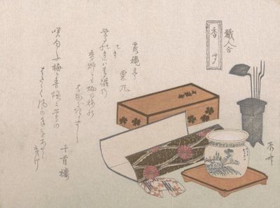 Redskap för rökelseceremonin, "Incense Master" Kogiki, från serien An Arra..., ca. 1810-talet. av Shinsai