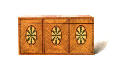 Te-Caddy i satängträ, 1908. av Shirley Charles Llewellyn Slocombe