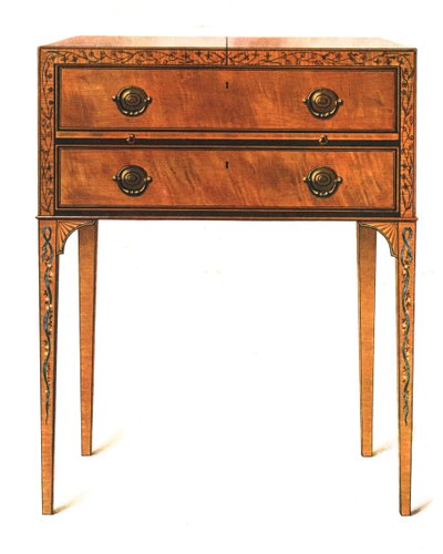 Målat satin-trä toalettbord, 1908. av Shirley Charles Llewellyn Slocombe