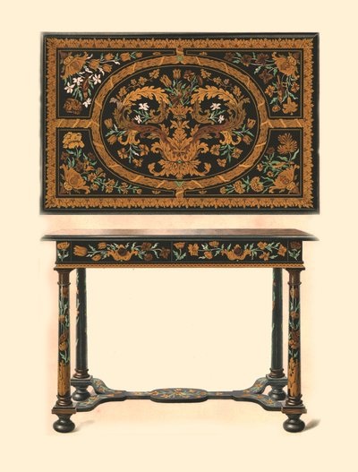 Bord inlagt med intarsia., 1905 av Shirley Charles Llewellyn Slocombe