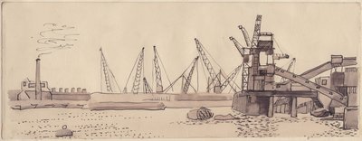 Docks vid Themsen i London, 1951. av Shirley Markham