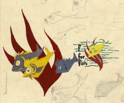 Fiskillustration, c1950. av Shirley Markham
