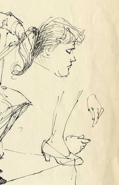 Huvud, händer och fot detalj, 1953. av Shirley Markham