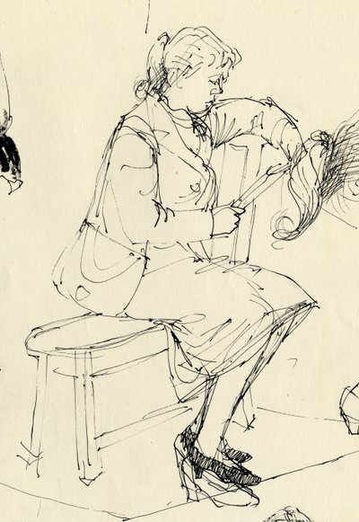 Sittande kvinna läser, 1953. av Shirley Markham
