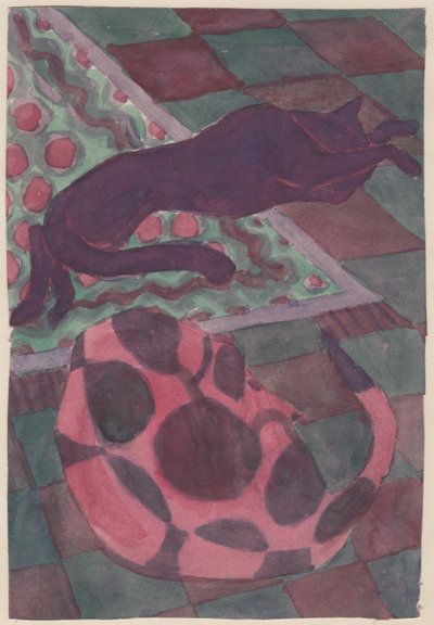Sovande hund och katt, c1951. av Shirley Markham