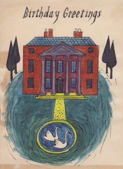 Ståtligt hem, födelsedagskort, 1952. av Shirley Markham