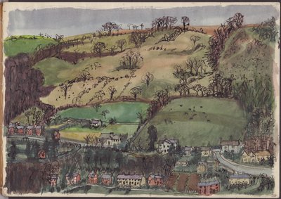 By och åkrar, c1950. av Shirley Markham
