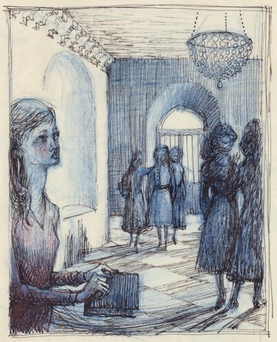 Kvinna som håller en handväska, c1952. av Shirley Markham