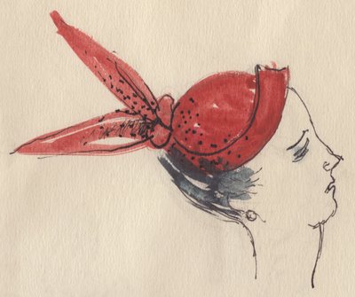 Kvinna i röd hatt, c1950. av Shirley Markham