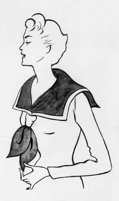Kvinna med sjömanstopp, c1950. av Shirley Markham
