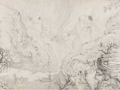 The Sexteen Luohans, daterad 1667. av Shitao