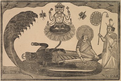 Anantasayan (Vishnu liggande på ormen Ananta) av Shri Gobinda Chandra Roy