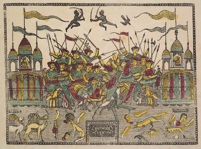 Stridsscen (verso) av Shri Gobinda Chandra Roy