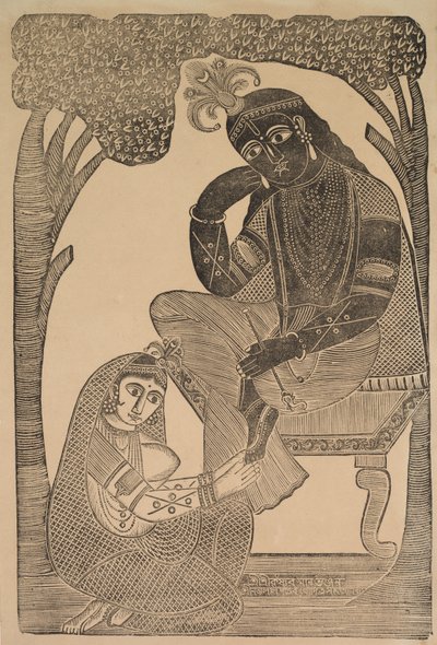 Radha stryker Krishnas fötter av Shri Gobinda Chandra Roy