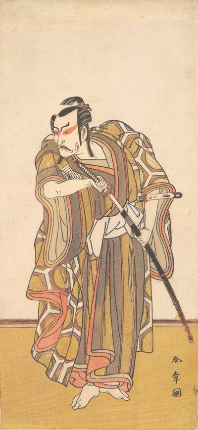 Ichikawa Danzo III som en samuraj som drar ett svärd, ca. 1772. av Shunsho