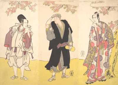 Kabuki ac och rs Yaozo Ichikawa bra, underläkare Matsu Onoe, utkast till Sawamura Sojuro bra, 11:e månaden, 1786. av Shunsho