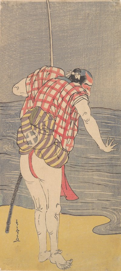 Skådespelaren Otani Hiroemon III som Man Ready to Wade into the Sea with a Drawn Sword, ca. 1775. av Shunsho