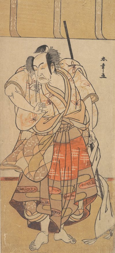 Den första Onoe Kikugoro som arg man, ca. 1772. av Shunsho
