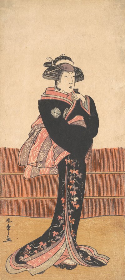 Den tredje Azuma Tozo som kvinna i en svart kimono, troligen 1782. av Shunsho