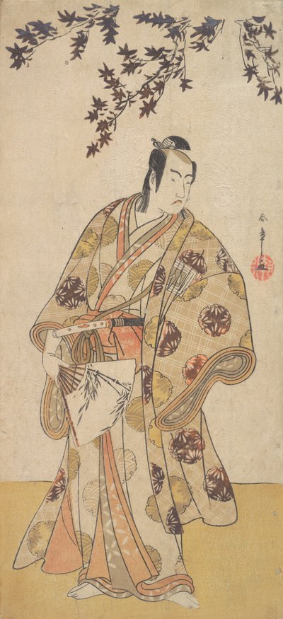 Den tredje Ichikawa Yaozo som en Daimyo som står under ett lönnträd, ca. 1783. av Shunsho