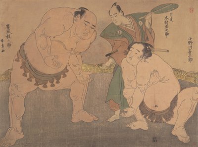 The Wrestlers, ca. 1785. av Shunsho