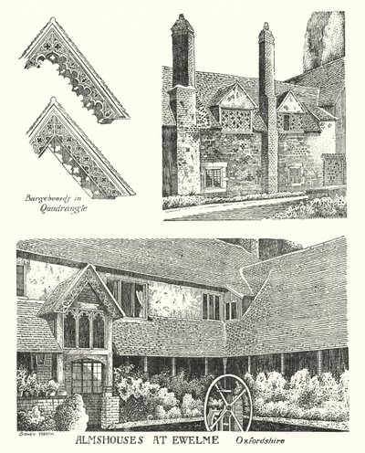 Almshouses i Ewelme, Oxfordshire (gravyr) av Sidney Heath