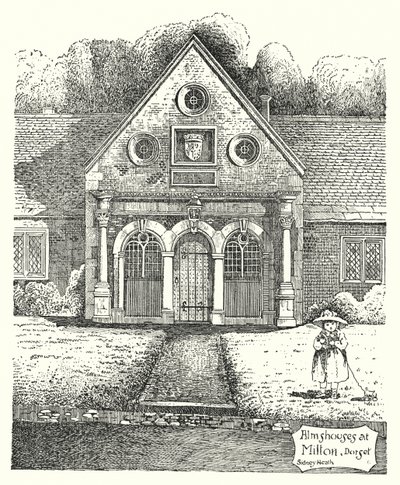 Almshouses i Milton, Dorset (gravyr) av Sidney Heath