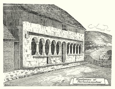 Almshouses at Mortonhampstead (gravyr) av Sidney Heath