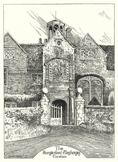 The Hungerford Almshouses, Corsham (gravyr) av Sidney Heath