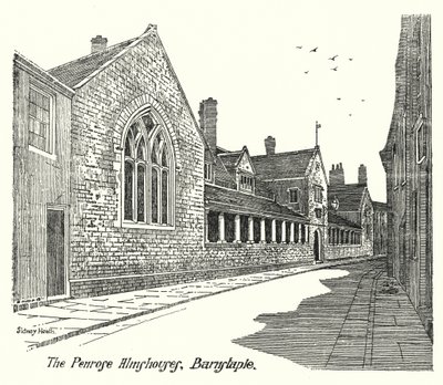 The Penrose Almshouses, Barnstaple (gravyr) av Sidney Heath