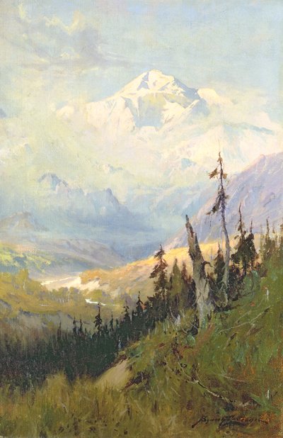 An Autumn Day, Mt. McKinley (olja på duk) av Sidney Laurence