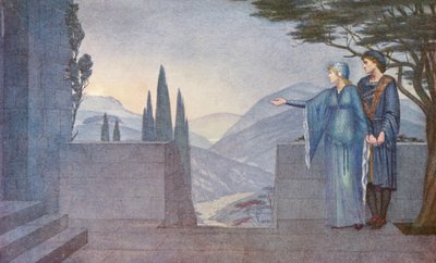 Den gyllene legenden: Prinsen och Elsie (färglitografi) av Sidney Meteyard
