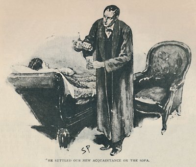 Han bosatte vår nya bekantskap i soffan, 1892 av Sidney Paget