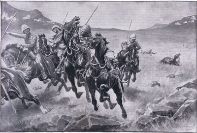Att köra handsken: en lanserpatrull under korseld (litho) av Sidney Paget