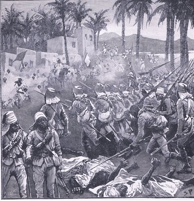 Storming Firket, illustration från Cassells History of England, 1900-talet av Sidney Paget
