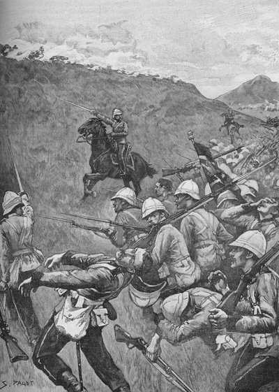 Männen kämpade vidare genom eldhagel, 1902 av Sidney Paget