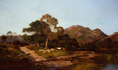 En mjölkjungfru som korsar en Ford med får och boskap bortom av Sidney Richard Percy