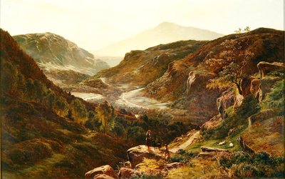 Pojke och flicka sköter en flock av Sidney Richard Percy
