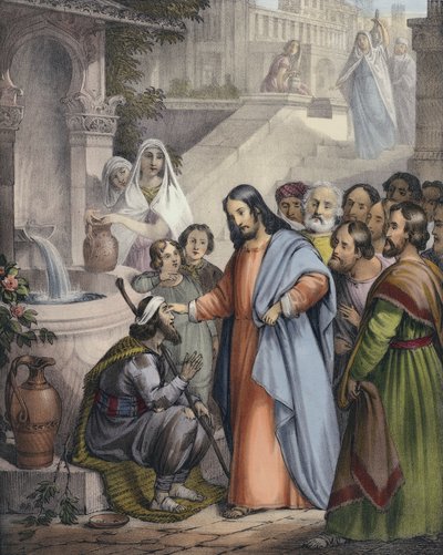 Jesus ger syn åt en född blind av Siegfried Detler Bendixen