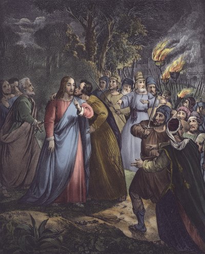 Judas förråder sin herre (färg litho) av Siegfried Detler Bendixen