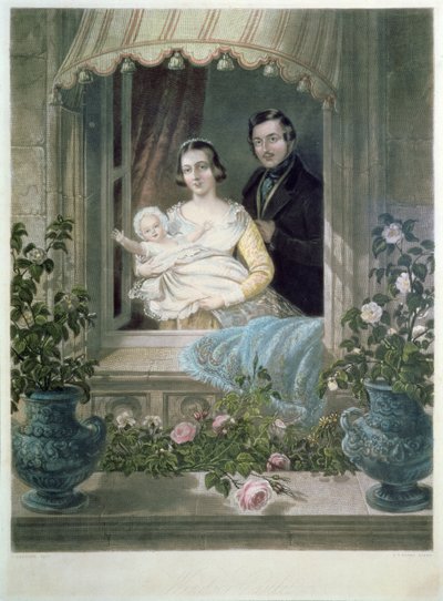 Drottning Victoria, prins Albert och baby på Windsor Castle av Siegfried Detler Bendixen