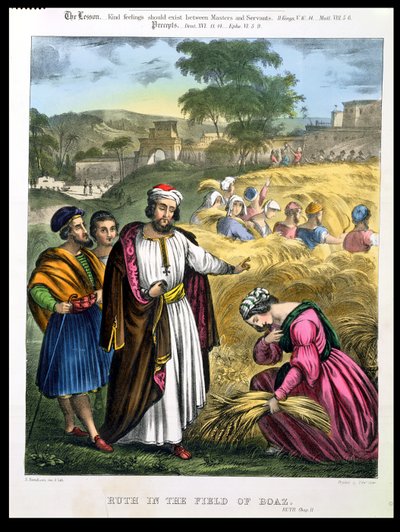 Ruth in the Field of Boaz, från en bibel tryckt av Edward Gover, 1870-talet av Siegfried Detler Bendixen