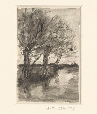 Träd längs ett dike av Sientje Mesdag van Houten