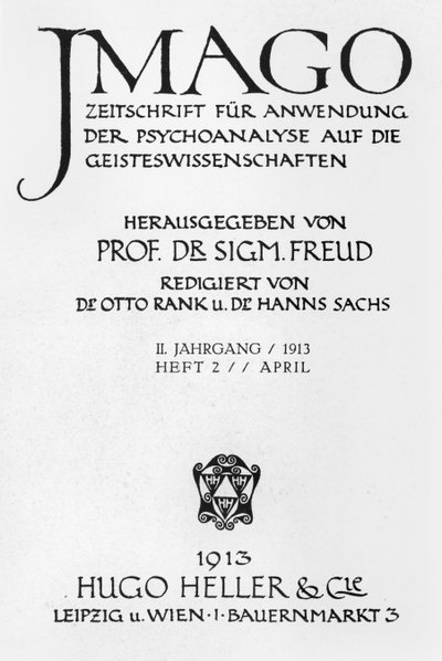 Framsidan av tidningen "Imago", utgiven av Hugo Heller, Leipzig och Wien, april 1913 av Sigmund Freud