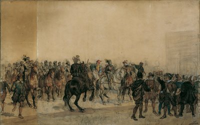 Ankomsten av cuirassiers Henri Duval greve av Dampierres i slottsgården av Sigmund L