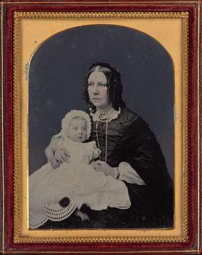 Porträtt av en kvinna och ett barn,ca. 1855 (foto) av Silas Eastham