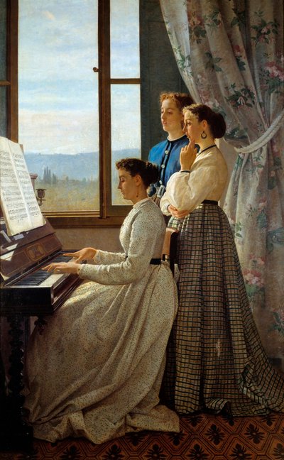 Den toskanska racketen. Målning av Silvestro Lega (1826-1895) Ec. Ital. av Silvestro Lega