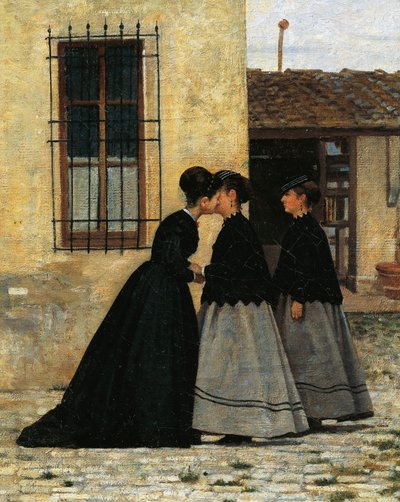 Besöket, av Silvestro Lega, detalj av Silvestro Lega
